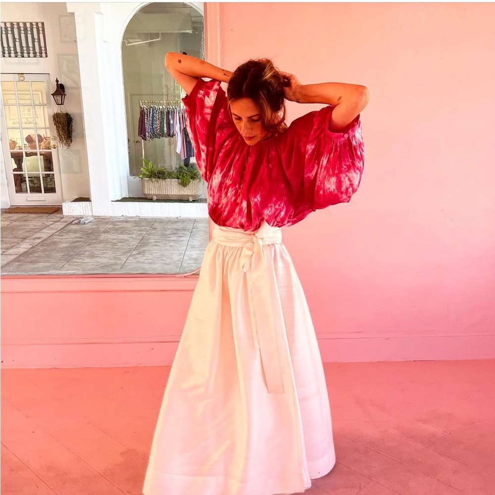 Coniglio Palm Beach Shirred Half Placket Blouse | Cotton Poplin